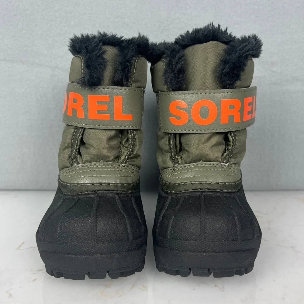 NEW Sorel Toddler Snow Commander Boot Winter Velcro Strap Faux Fur Lining Size 4